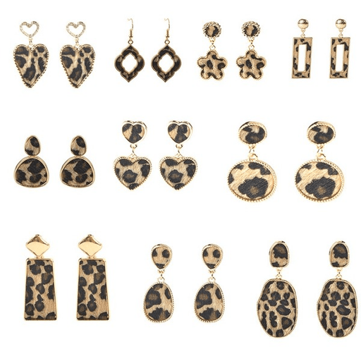 Wholesale Leopard Drop Geometric Circle Heart Leather Earrings Set JDC-ES-ZhanY016 Earrings 展言 Wholesale Jewelry JoyasDeChina Joyas De China