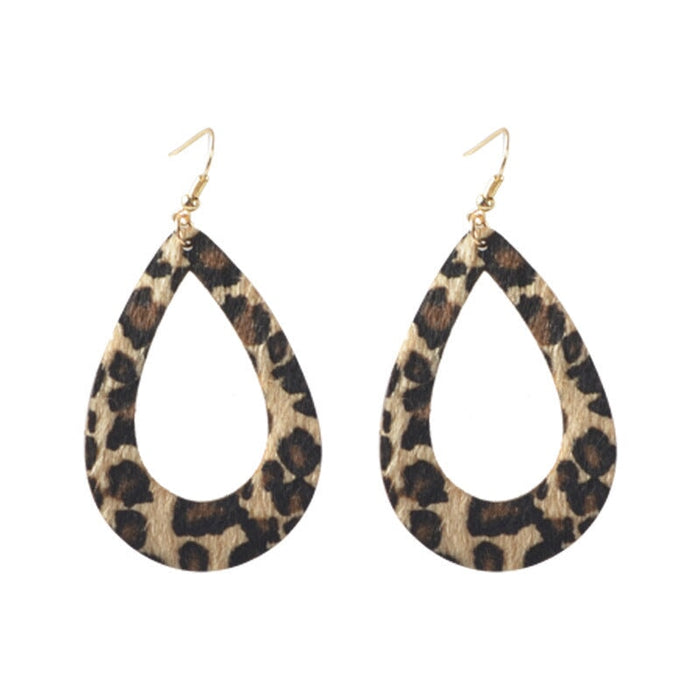 Wholesale Leopard Drop Geometric Circle Heart Leather Earrings Set JDC-ES-ZhanY016 Earrings 展言 8 Wholesale Jewelry JoyasDeChina Joyas De China