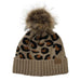 Wholesale leopard pattern flanging knitted woolen hat with fur ball JDC-FH-GSXK009 Fashionhat JoyasDeChina Camel no logo Wholesale Jewelry JoyasDeChina Joyas De China