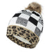 Wholesale leopard Plaid Wool Knitted Hat JDC-FH-GSYH074 FashionHat 予画 White Average code Wholesale Jewelry JoyasDeChina Joyas De China