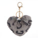 Wholesale Leopard Print Heart Plush Ball Pom Pom Keychain JDC-KC-PRY008 Keychains 彭日耀 light grey heart Wholesale Jewelry JoyasDeChina Joyas De China