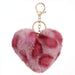 Wholesale Leopard Print Heart Plush Ball Pom Pom Keychain JDC-KC-PRY008 Keychains 彭日耀 pink heart Wholesale Jewelry JoyasDeChina Joyas De China