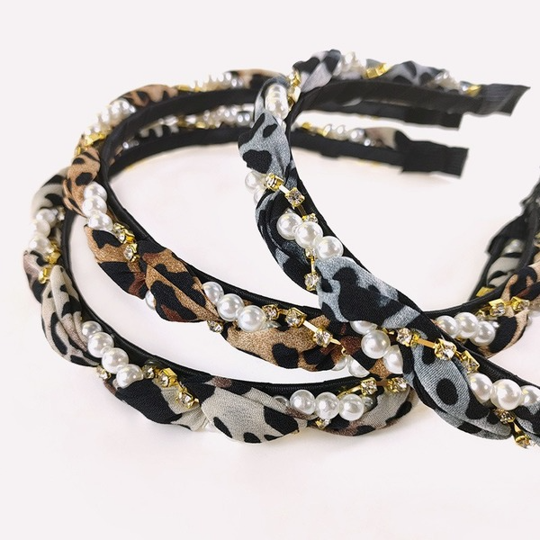 Wholesale leopard print pearl fine print headband JDC-HD-O241 Headband JoyasDeChina Wholesale Jewelry JoyasDeChina Joyas De China