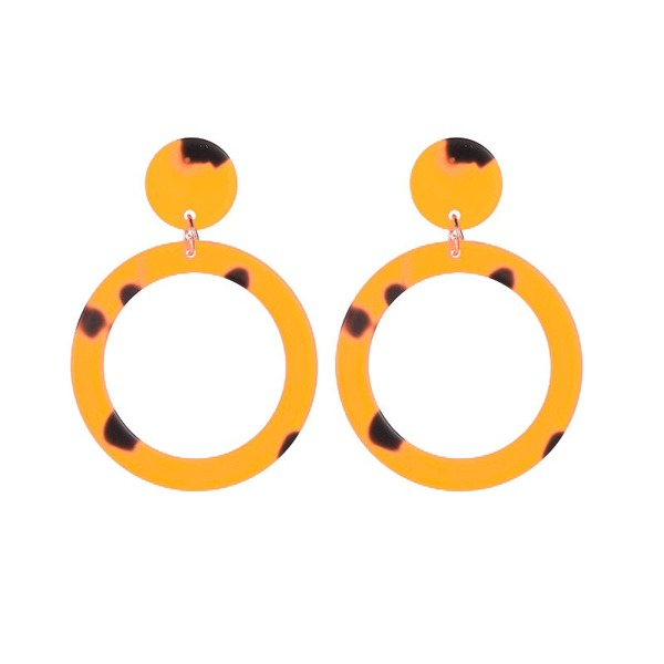 Wholesale leopard print round acetate plate earrings JDC-ES-A062 Earrings JoyasDeChina Wholesale Jewelry JoyasDeChina Joyas De China