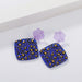 Wholesale leopard print wave point acrylic Earrings JDC-ES-YN105 Earrings JoyasDeChina Square purple color dots Wholesale Jewelry JoyasDeChina Joyas De China