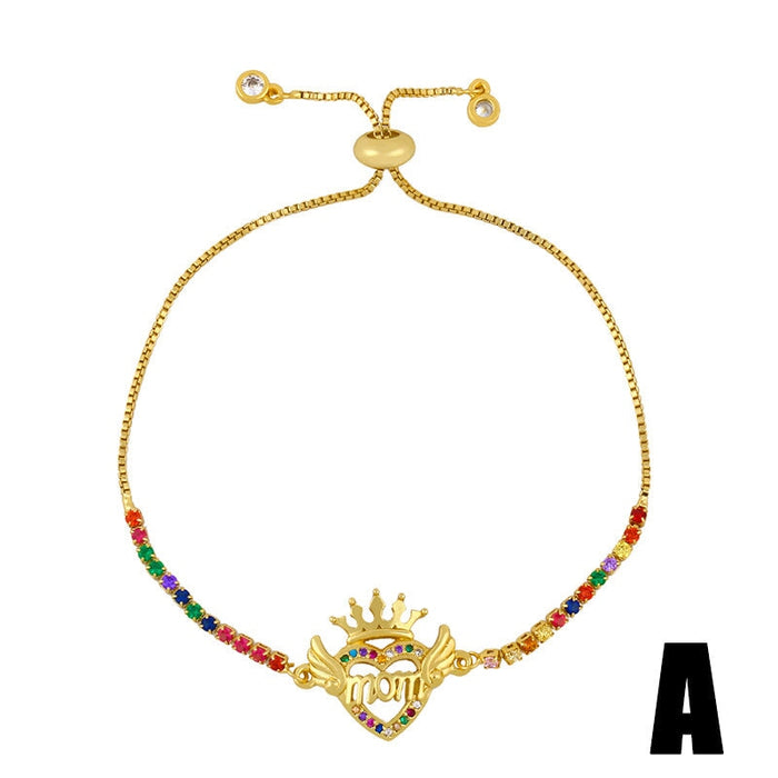 Wholesale letter crown Mother's Day love diamond inlaid bronze bracelet JDC-BT-AOS006 Bracelet 翱昇 Wholesale Jewelry JoyasDeChina Joyas De China