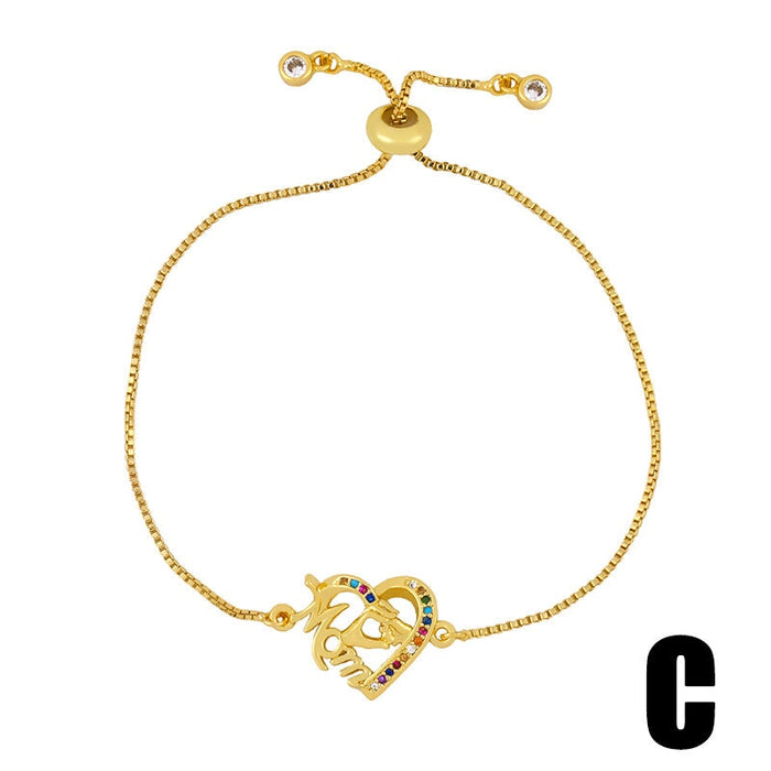 Wholesale letter crown Mother's Day love diamond inlaid bronze bracelet JDC-BT-AOS006 Bracelet 翱昇 C Wholesale Jewelry JoyasDeChina Joyas De China