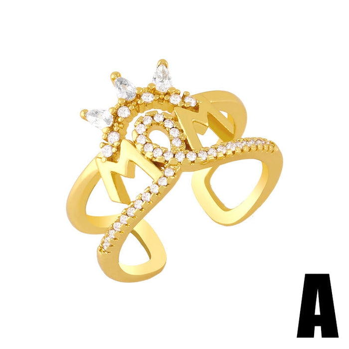 Wholesale letter double layer opening Mother's Day copper ring JDC-RS-AOS003 Rings 翱昇 A Opening adjustable Wholesale Jewelry JoyasDeChina Joyas De China