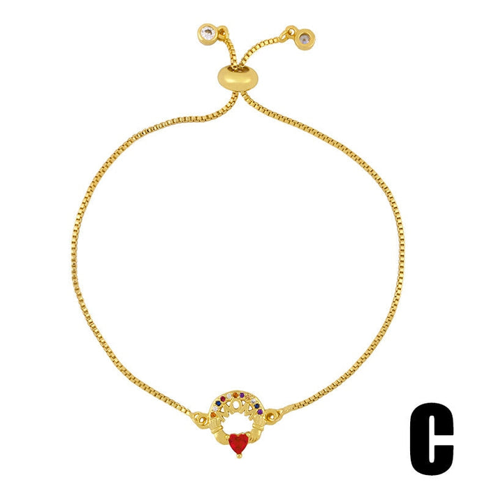 Wholesale letter heart-encrusted color copper zircon adjustable pull-out Mother's Day bracelet JDC-BT-AOS005 Bracelet 翱昇 C Wholesale Jewelry JoyasDeChina Joyas De China