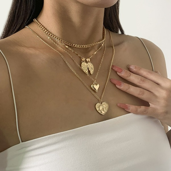 Wholesale letter heart pendant multilayer clavicle Necklace JDC-NE-KJ134 NECKLACE JoyasDeChina Gold suit 2471 Wholesale Jewelry JoyasDeChina Joyas De China