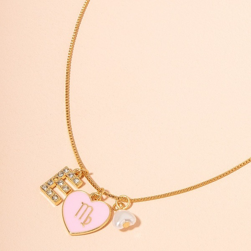 Wholesale letter pink love heart pendant alloy necklaces JDC-NE-AYN063 necklaces JoyasDeChina Wholesale Jewelry JoyasDeChina Joyas De China