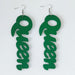 Wholesale Letter QUEEN large Wood earrings MOQ≥2 JDC-ES-AnX006 Earrings 安修 Green Wholesale Jewelry JoyasDeChina Joyas De China