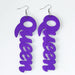 Wholesale Letter QUEEN large Wood earrings MOQ≥2 JDC-ES-AnX006 Earrings 安修 Purple Wholesale Jewelry JoyasDeChina Joyas De China