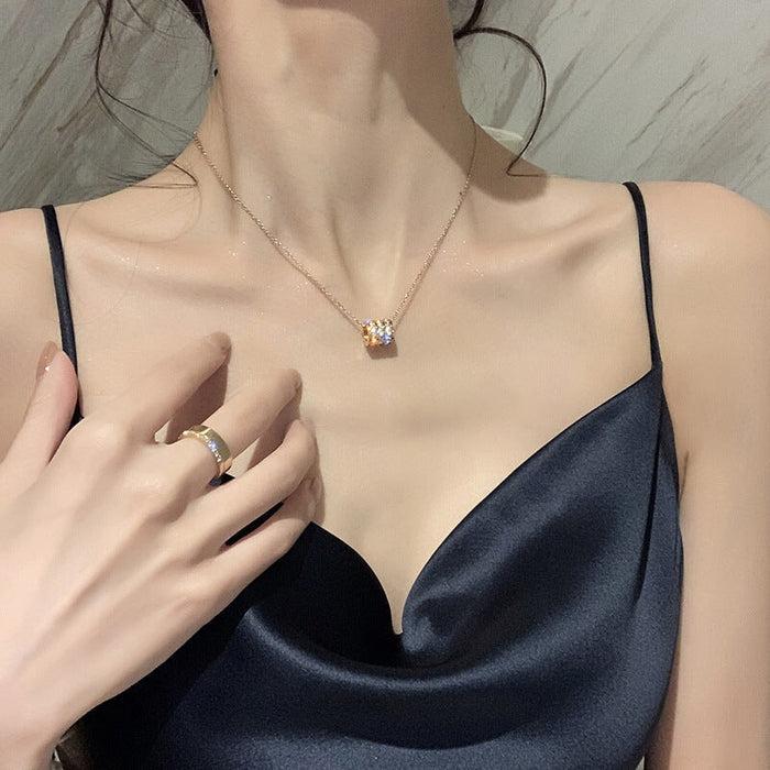 Wholesale light luxury titanium steel colorfast digital small waist Necklace JDC-NE-TD002 Necklaces 一自一然 DX1712 Wholesale Jewelry JoyasDeChina Joyas De China