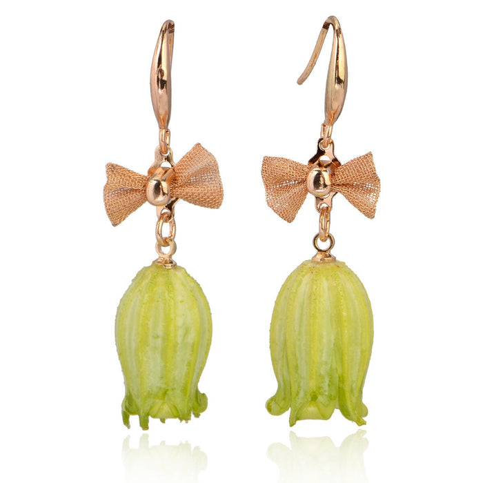 Wholesale Lily of the Valley Flower Dried Flower Copper Resin Sealed Earrings JDC-ES-Mix001 Earrings 迷茜 Wholesale Jewelry JoyasDeChina Joyas De China