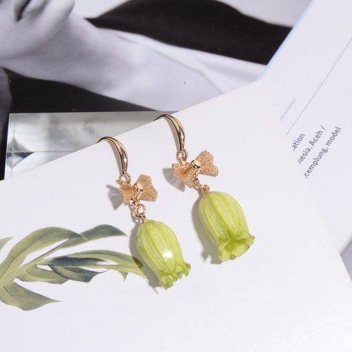 Wholesale Lily of the Valley Flower Dried Flower Copper Resin Sealed Earrings JDC-ES-Mix001 Earrings 迷茜 Wholesale Jewelry JoyasDeChina Joyas De China
