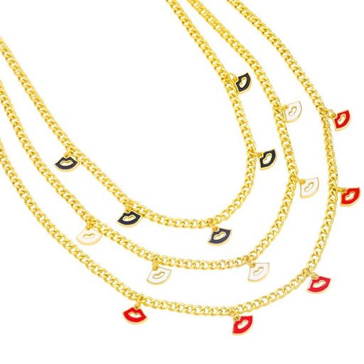 Wholesale lip clavicle chain 18k gold plated copper necklaces JDC-NE-AS555 necklaces JoyasDeChina Wholesale Jewelry JoyasDeChina Joyas De China