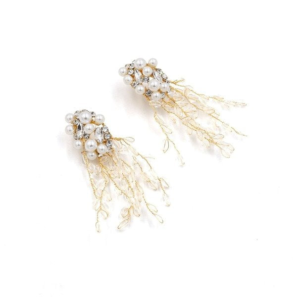 Wholesale long alloy crystal Tassel Earrings JDC-ES-MY158 Earrings 曼茵 Wholesale Jewelry JoyasDeChina Joyas De China