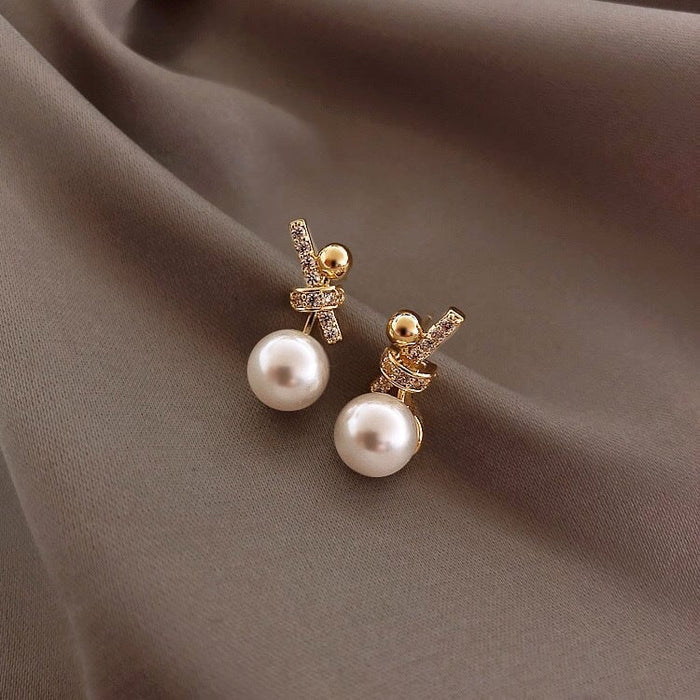 Wholesale long flower butterfly pearl earrings JDC-ES-BY191 Earrings 宝钰 Wholesale Jewelry JoyasDeChina Joyas De China
