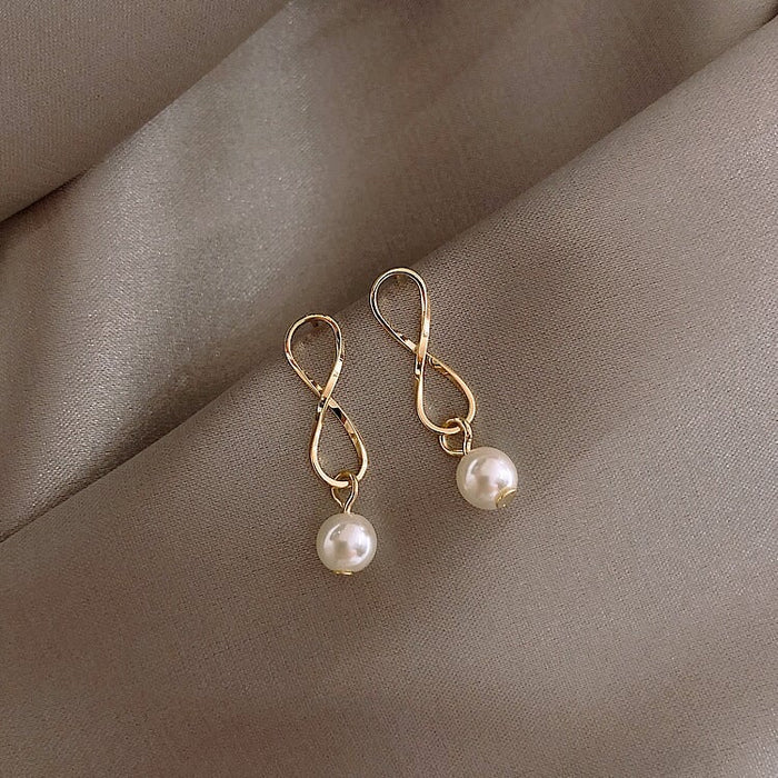 Wholesale long flower butterfly pearl earrings JDC-ES-BY191 Earrings 宝钰 Wholesale Jewelry JoyasDeChina Joyas De China