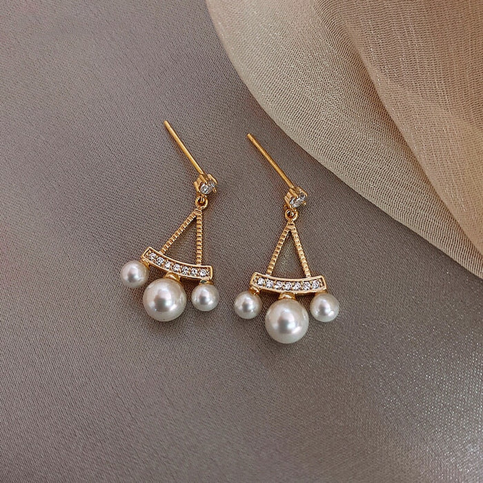 Wholesale long flower butterfly pearl earrings JDC-ES-BY191 Earrings 宝钰 Wholesale Jewelry JoyasDeChina Joyas De China