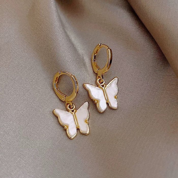 Wholesale long flower butterfly pearl earrings JDC-ES-BY191 Earrings 宝钰 7 Wholesale Jewelry JoyasDeChina Joyas De China