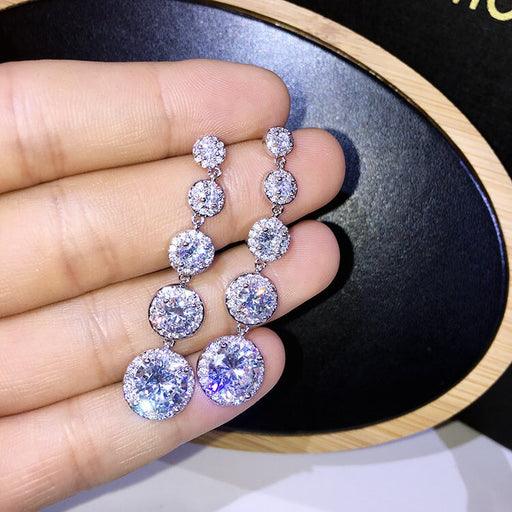 Wholesale long fringed zircon earrings MOQ≥2 JDC-ES-Kas003 Earrings 卡诗 Wholesale Jewelry JoyasDeChina Joyas De China