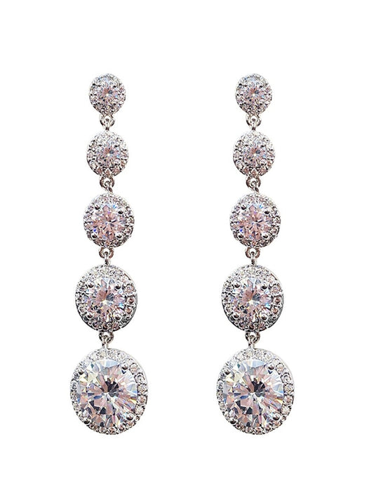 Wholesale long fringed zircon earrings MOQ≥2 JDC-ES-Kas003 Earrings 卡诗 Wholesale Jewelry JoyasDeChina Joyas De China