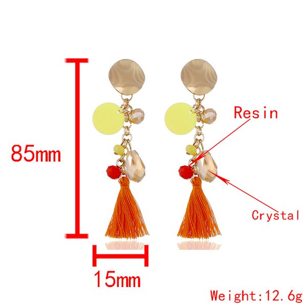 Wholesale long metal round Tassel Earrings JDC-ES-KQ138 Earrings JoyasDeChina Wholesale Jewelry JoyasDeChina Joyas De China