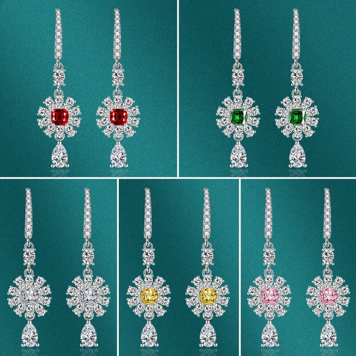 Wholesale long pink diamond plated silver stud earrings JDC-ES-BZ020 Earrings 标志 Wholesale Jewelry JoyasDeChina Joyas De China