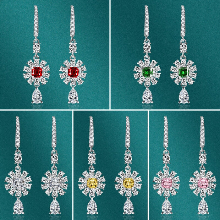 Wholesale long pink diamond plated silver stud earrings JDC-ES-BZ020 Earrings 标志 Wholesale Jewelry JoyasDeChina Joyas De China