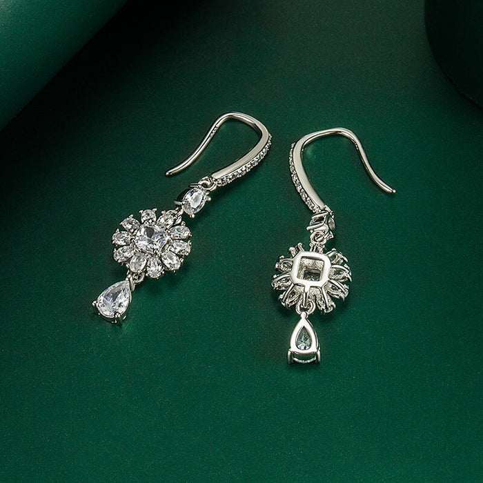 Wholesale long pink diamond plated silver stud earrings JDC-ES-BZ020 Earrings 标志 Wholesale Jewelry JoyasDeChina Joyas De China