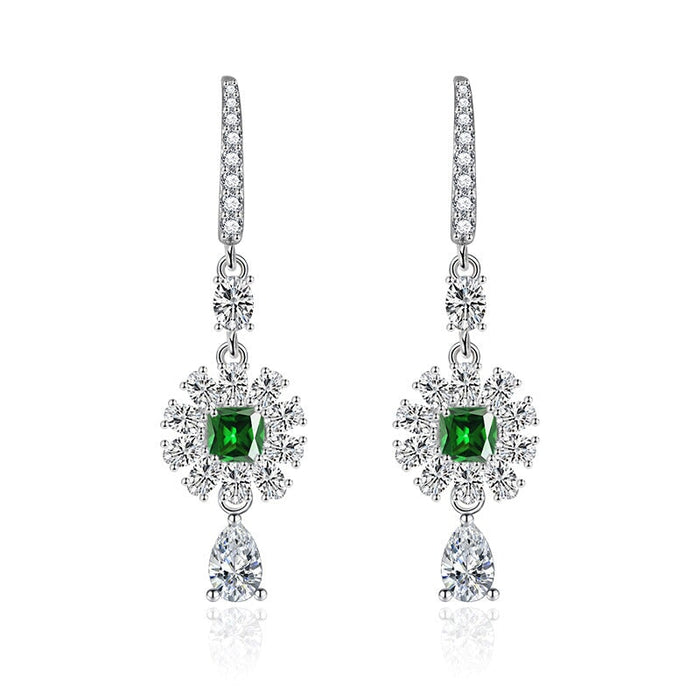 Wholesale long pink diamond plated silver stud earrings JDC-ES-BZ020 Earrings 标志 Green Wholesale Jewelry JoyasDeChina Joyas De China