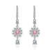 Wholesale long pink diamond plated silver stud earrings JDC-ES-BZ020 Earrings 标志 pink Wholesale Jewelry JoyasDeChina Joyas De China
