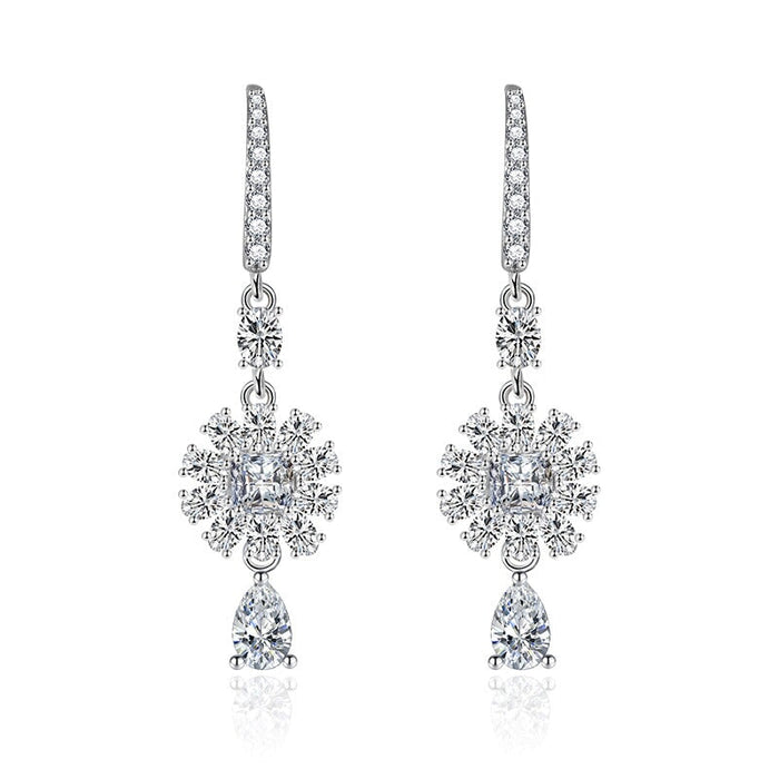 Wholesale long pink diamond plated silver stud earrings JDC-ES-BZ020 Earrings 标志 White Wholesale Jewelry JoyasDeChina Joyas De China