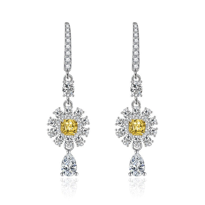 Wholesale long pink diamond plated silver stud earrings JDC-ES-BZ020 Earrings 标志 Yellow Wholesale Jewelry JoyasDeChina Joyas De China