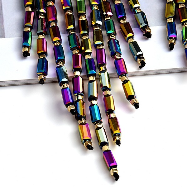 Wholesale Long Tassel Beaded Chain Colorful Earrings JDC-ES-SK041 Earrings 深刻 Wholesale Jewelry JoyasDeChina Joyas De China