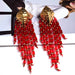 Wholesale Long Tassel Beaded Chain Colorful Earrings JDC-ES-SK041 Earrings 深刻 Red Wholesale Jewelry JoyasDeChina Joyas De China