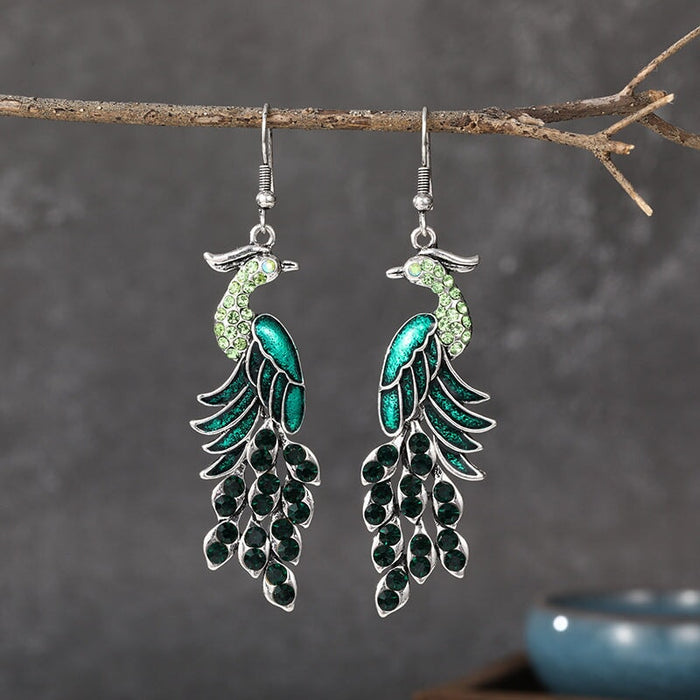 Wholesale long vintage Chinoiserie diamond alloy earrings JDC-ES-daiq015 Earrings 黛茜 Wholesale Jewelry JoyasDeChina Joyas De China