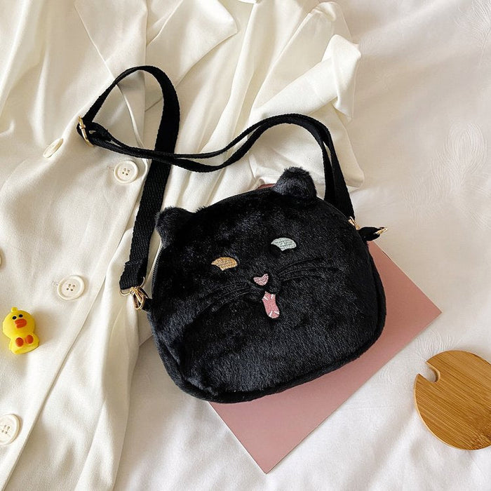 Wholesale love cat Plush bag JDC-SD-KR022 Shoulder Bags 坤然 black Wholesale Jewelry JoyasDeChina Joyas De China