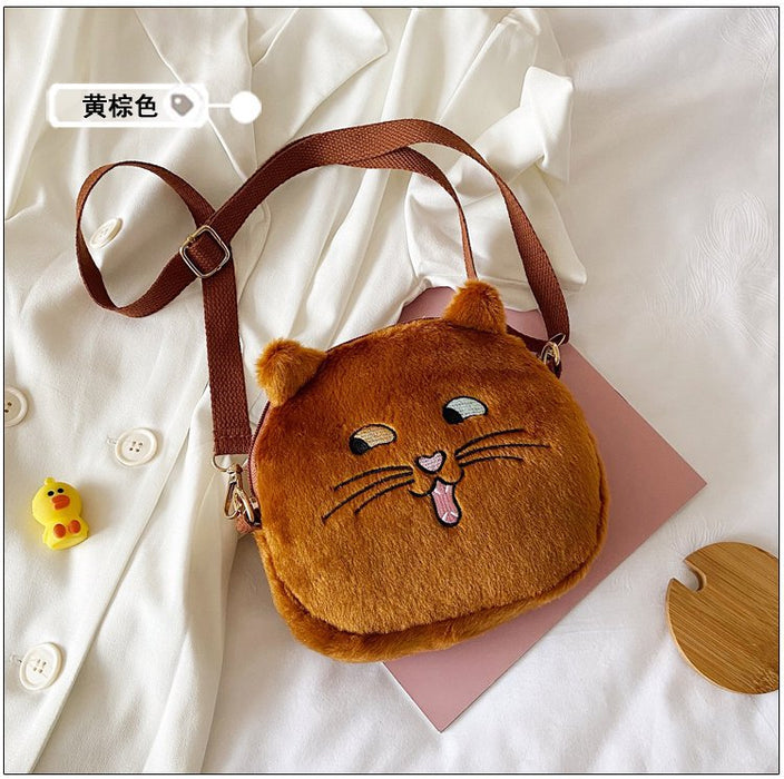 Wholesale love cat Plush bag JDC-SD-KR022 Shoulder Bags 坤然 dark brown Wholesale Jewelry JoyasDeChina Joyas De China