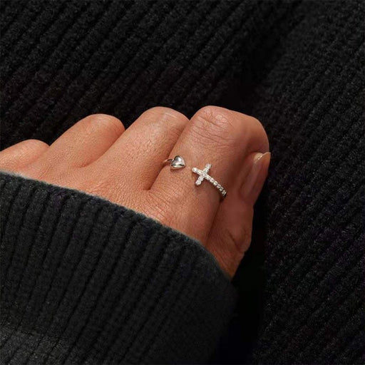 Wholesale love cross open ring JDC-RS-Liuliu001 Rings 六六 Wholesale Jewelry JoyasDeChina Joyas De China