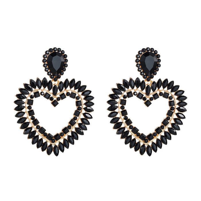 Wholesale love diamond-encrusted yellow alloy earrings JDC-ES-HEM001 Earrings 和鸣 Wholesale Jewelry JoyasDeChina Joyas De China