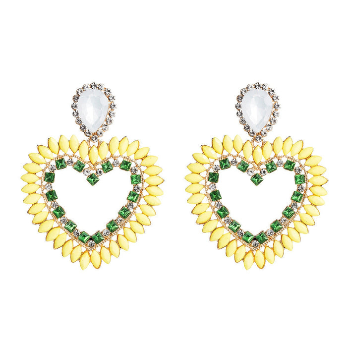 Wholesale love diamond-encrusted yellow alloy earrings JDC-ES-HEM001 Earrings 和鸣 Yellow Wholesale Jewelry JoyasDeChina Joyas De China
