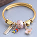 Wholesale love flower beaded alloy bracelet JDC-BT-GSXINY060 Bracelet JoyasDeChina pink Wholesale Jewelry JoyasDeChina Joyas De China