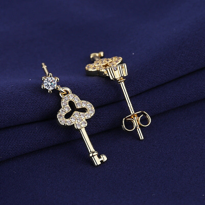 Wholesale Love Key Copper Zircon Earrings JDC-ES-BLX062 Earrings 宝来兴 Wholesale Jewelry JoyasDeChina Joyas De China