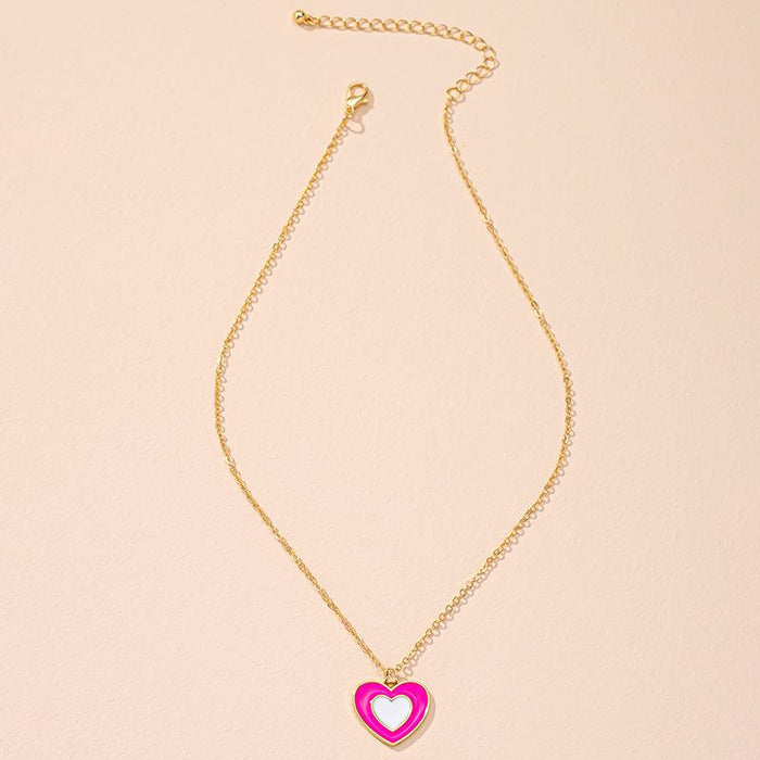 Wholesale love pendant alloy necklaces JDC-NE-AYN053 necklaces JoyasDeChina X619-Pink White Love Wholesale Jewelry JoyasDeChina Joyas De China
