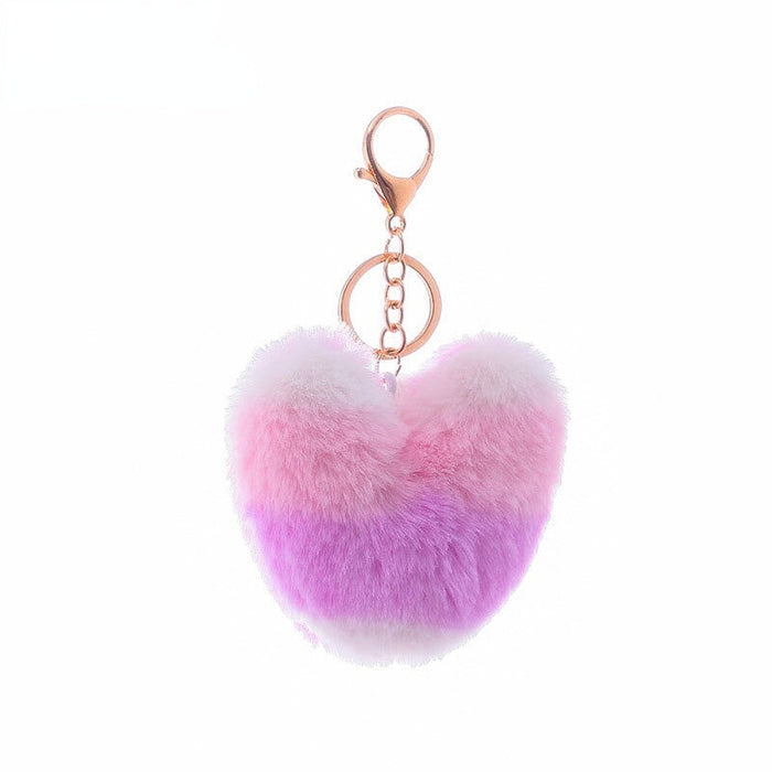 Wholesale Love Pendant Color Plush Pom Pom Keychain JDC-KC-PRY006 Keychains 彭日耀 Wholesale Jewelry JoyasDeChina Joyas De China