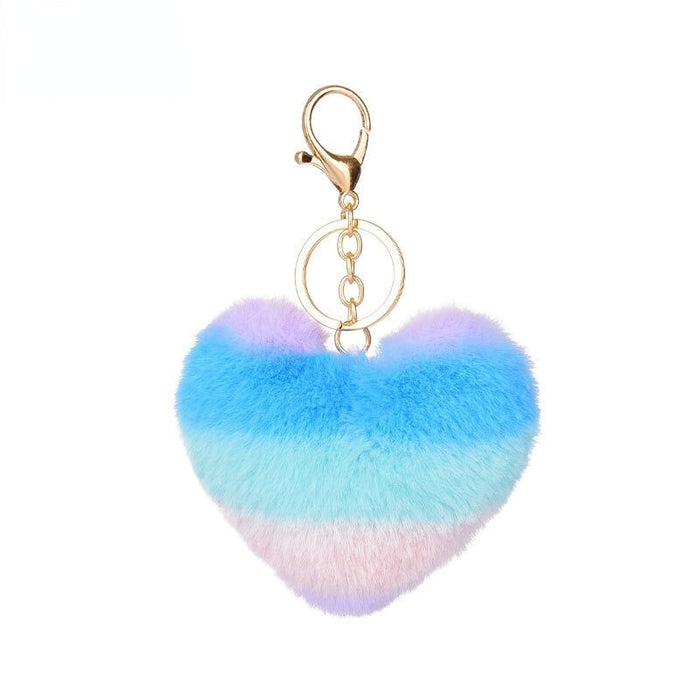 Wholesale Love Pendant Color Plush Pom Pom Keychain JDC-KC-PRY006 Keychains 彭日耀 color blue B 10CMX9CM Wholesale Jewelry JoyasDeChina Joyas De China
