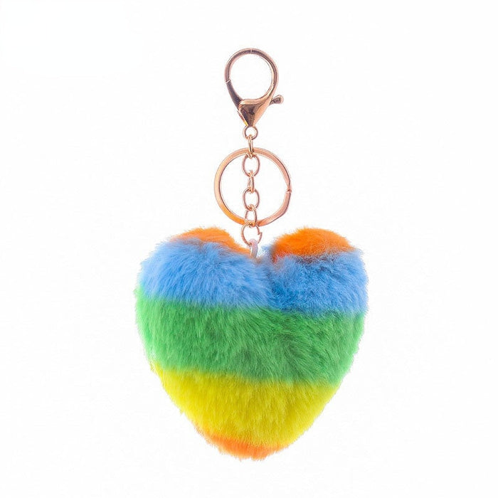 Wholesale Love Pendant Color Plush Pom Pom Keychain JDC-KC-PRY006 Keychains 彭日耀 color green 10CMX9CM Wholesale Jewelry JoyasDeChina Joyas De China
